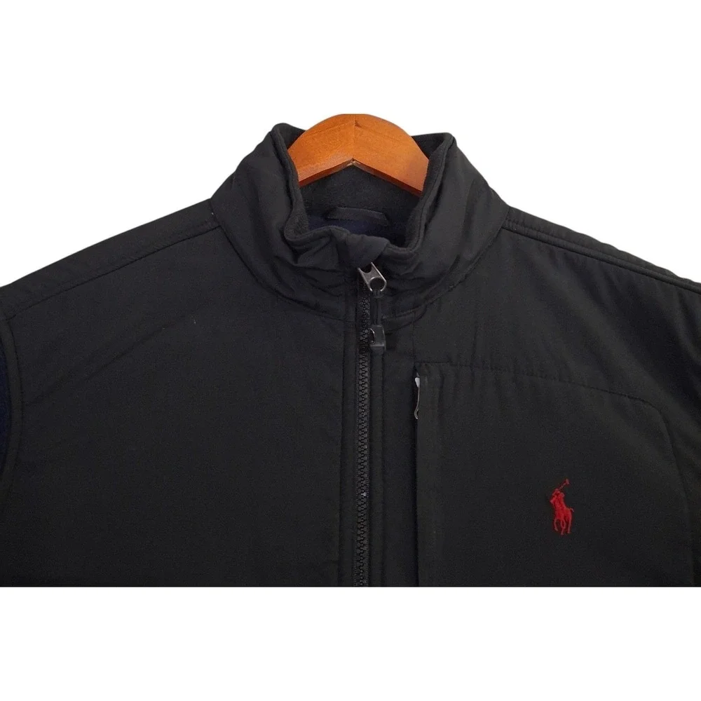 Polo Ralph Lauren Mens Fleece Jacket Navy Black Colorblock Full Zip Large